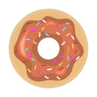 Tasarım için çikolata sırlı donut. Vektör Illustration.