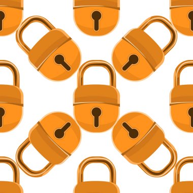 Karikatür tarzı ile kapalı asma kilit Dikişsiz desen. Vektör Illustration.