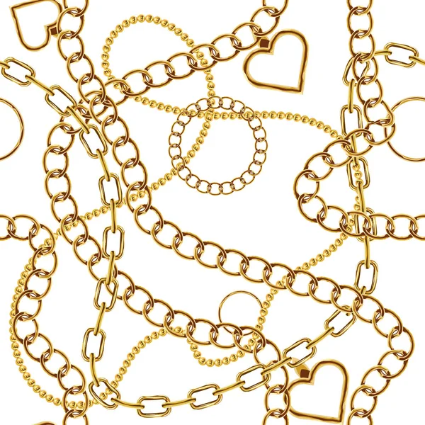 Cute gold chain texture seamless. Flat and solid color vector illustration. — Stock Vector