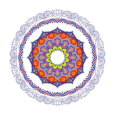 Tabak tasarımı için antika barok tarzıyla dekoratif yuvarlak çerçeve kenarı. Vektör illüstrasyonu.