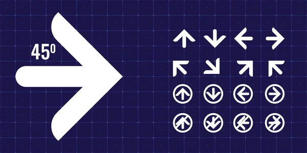 Trendy Pfeil-Symbol oder Zeichen-Set für Ihr Design. runde Kante Pfeile Vektor Illustration. — Stockvektor