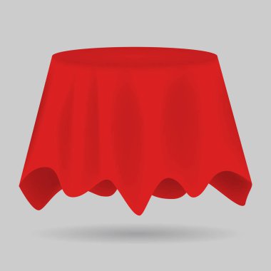 Boş Yuvarlak Masa Örtüsü mockup. Yüksek ayrıntılı vektör çizimi.