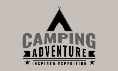 Klasik tarzı ile logo veya amblem kamp. Çadır siluet düzenlenebilir vektör illüstrasyon.