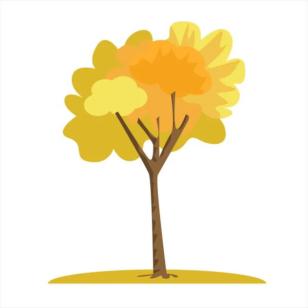 Singolo albero giallo nella stagione autunnale. Albero della stagione autunnale con stile di colore solido. Illustrazione vettoriale . — Vettoriale Stock