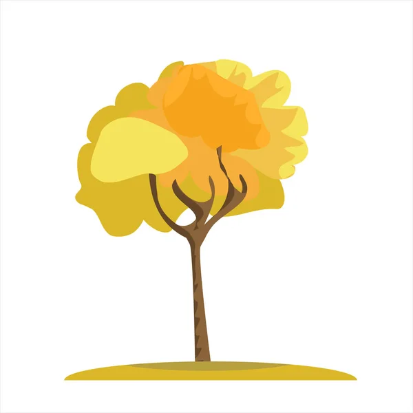 Singolo albero giallo nella stagione autunnale. Albero della stagione autunnale con stile di colore solido. Illustrazione vettoriale . — Vettoriale Stock