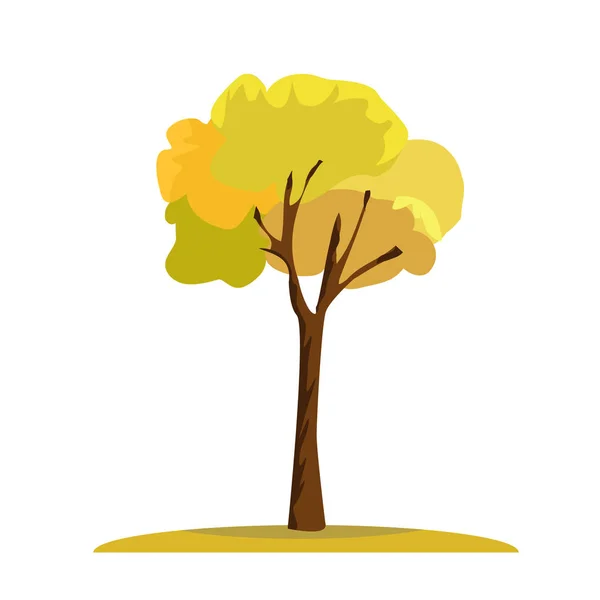 Ενιαίο κίτρινο δέντρο την εποχή του φθινοπώρου. Φθινόπωρο δέντρο εποχής με συμπαγές χρώμα στυλ. Απεικόνιση διανυσματικών φορέων. — Διανυσματικό Αρχείο