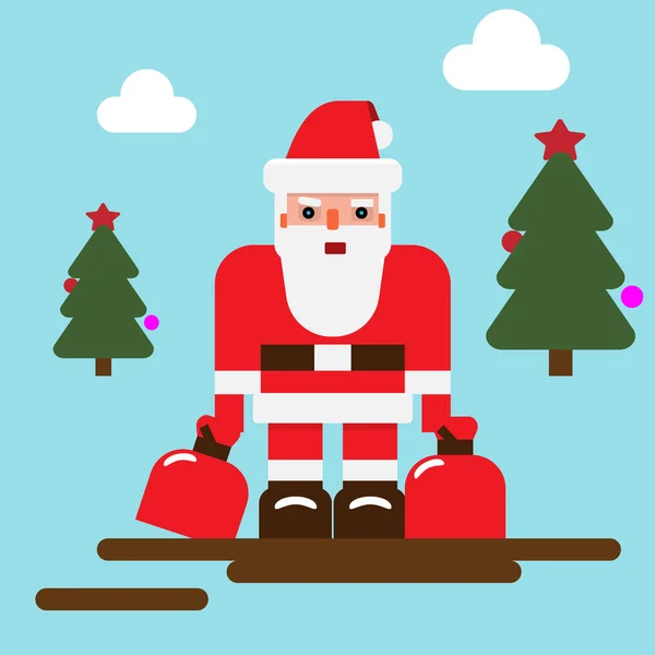 Babbo Natale personaggio con stile minimalista. Design a colori solido e piatto. Illustrazione vettoriale . — Vettoriale Stock