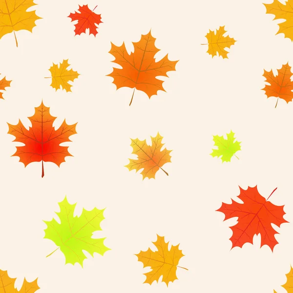 秋のカエデはシームレスな背景を残します。デザインのリーフ パターン。ベクトルイラスト. — ストックベクタ