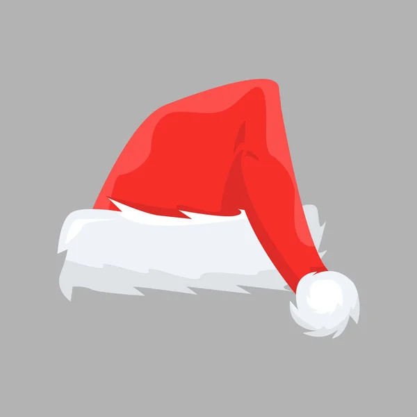 Santa Claus mössa med tecknad stil. Platt och fast färg vektor illustration. — Stock vektor