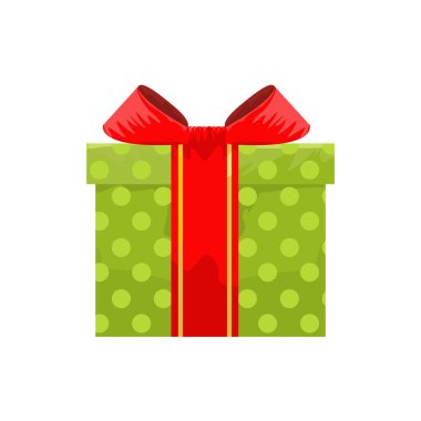 Yan görünümlü Giftbox maket. Karikatür tarzı el çizilmiş stil düz renk vektör illüstrasyon.