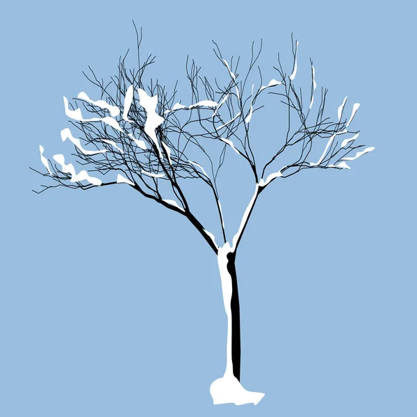 Δέντρο με χιόνι πάνω του. Ένα δέντρο το χειμώνα. Εικονογράφηση διανύσματος. — Διανυσματικό Αρχείο