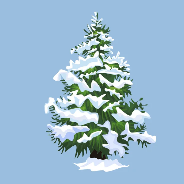 Weihnachtstanne mit Schnee darauf, Feiertagswintersymbol, isoliertes Design. Schnee und Baum getrennt gruppiert. Vektorillustration. — Stockvektor