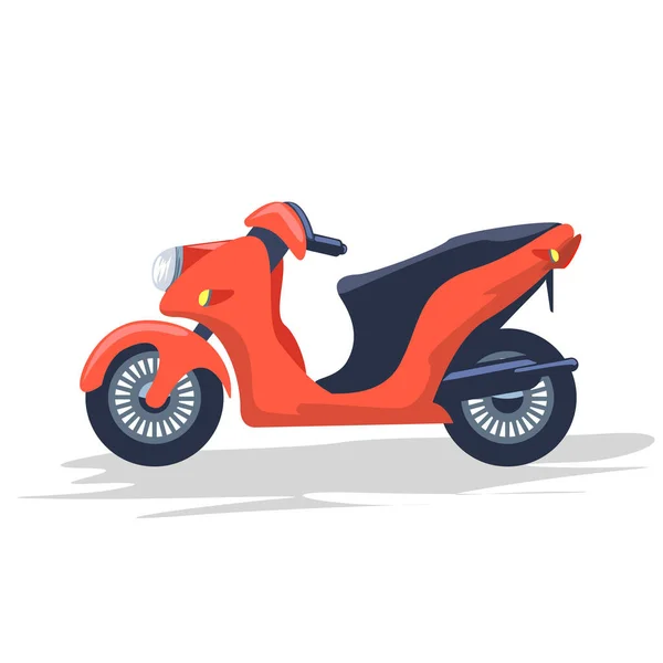Пустой курьерский мотоцикл или скутер. Плоская и сплошная цветная иллюстрация в стиле мультфильма . — стоковый вектор