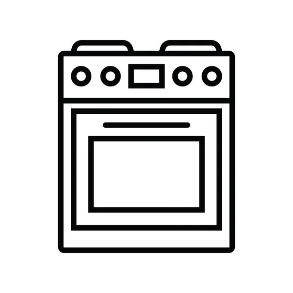 Estufa icono del horno signo vectorial aislado sobre fondo blanco. Línea de arte estilo estufa icono vector ilustración. — Vector de stock