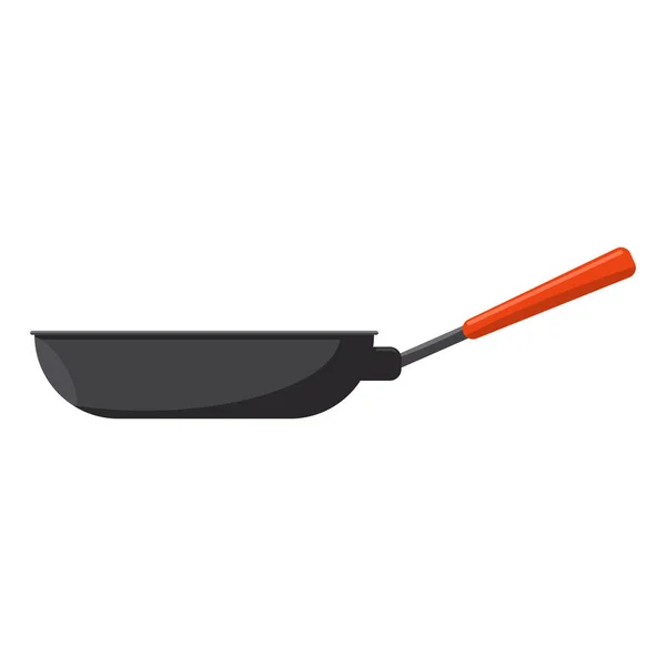Frying pan with handle. From side view. Flat and solid color vector illustration. — Stock Vector