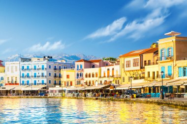 Görünüm eski bağlantı noktası Hanya, Crete, Yunanistan.