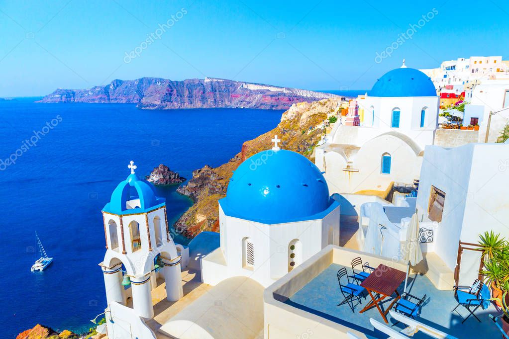 View of Oia the most beautiful village of Santorini island.