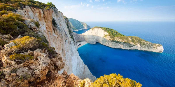 Shipwreck beach. Navagio Beach at sunset on Zakynthos, Greece. — Stock Photo, Image