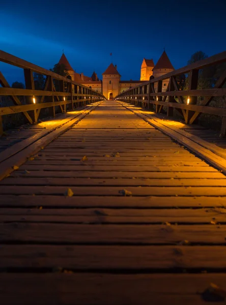 Gamla Slottet Solnedgång Trakai Lithuania Östeuropa — Stockfoto