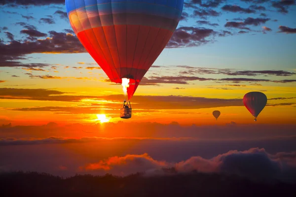 Beautiful balloons in the sky at sunset, Bali Stock Image