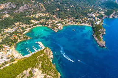 Paleokastritsa bay Korfu, İyon adalar, Yunanistan