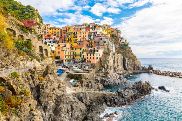 Manarola Piękne Małe Miasto Prowincji Spezia Liguria Północ Włoch Jeden — Zdjęcie stockowe
