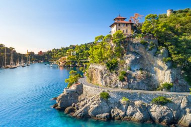 Güzel Yalı renkli evlerin Portofino, İtalya