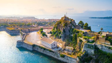 Korfu, Corfu Island başkenti panoramik manzaralı