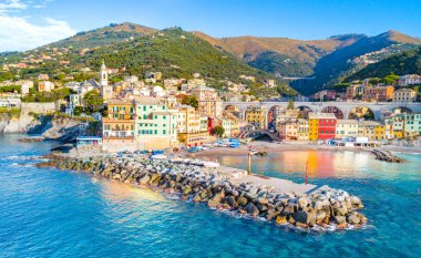 Bogliasco manzarası. Bogliasco İtalya, Ceneviz, Ligurya 'da antik bir balıkçı köyüdür..