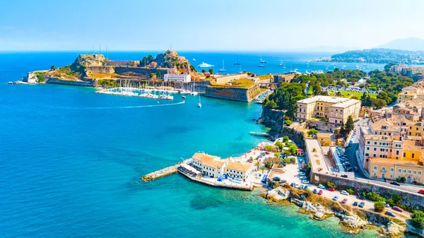 Korfu, Corfu Island başkenti panoramik manzaralı