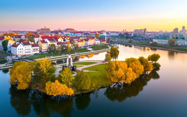 Luftaufnahme von Nemiga, Minsk. Weißrussland — Stockfoto