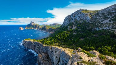 Cape Formentor 'un panoramik görüntüsü. Mallorca, Balearic Adaları, İspanya