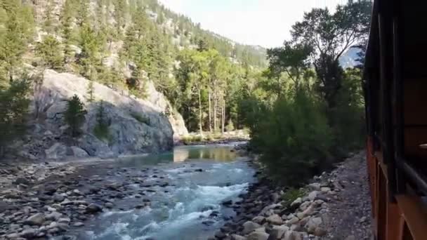 Widok Rzekę Animas Pociągu Durango Silverton Kolorado — Wideo stockowe