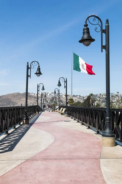 Pont Piétonnier Promenade Menant Marina Aux Boutiques Bord Eau Ensenada — Photo