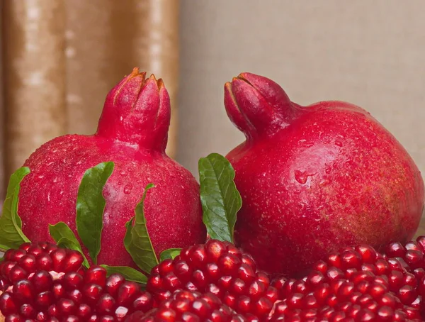 Rijpe rode granaatappel gekweekt in de tuin — Stockfoto