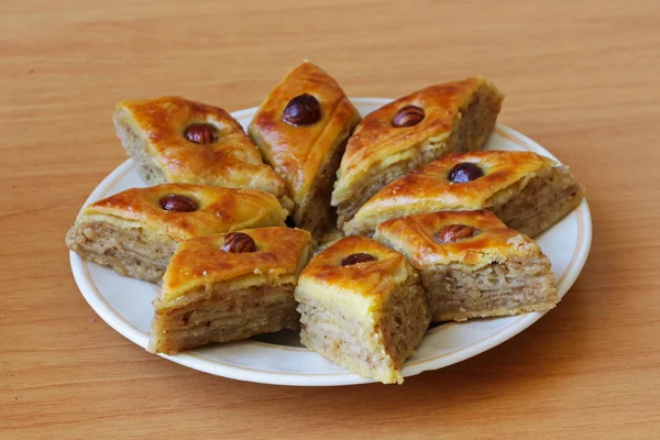 Azerbaycan tatlı baklava ev üretimi — Stok fotoğraf
