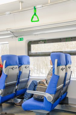  Moscow, Rusya Federasyonu - 30 Mart 2018: Siemens Desiro tasarımı üzerinde temel alan bir Rus yüksek hızlı elektrikli hızlı tren tren 