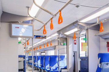 Moscow, Rusya Federasyonu - 30 Mart 2018: Siemens Desiro tasarımı üzerinde temel alan bir Rus yüksek hızlı elektrikli hızlı tren tren 