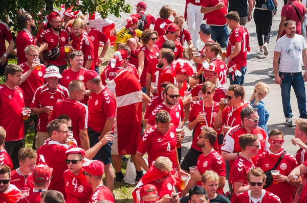 Moskau Russland Juni 2018 Die Fußball 2018 Menge Dänischer Fans — Stockfoto