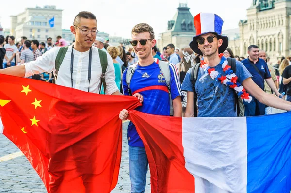 Moskau Russland Juni 2018 Die Fußball 2018 Französische Und Chinesische — Stockfoto