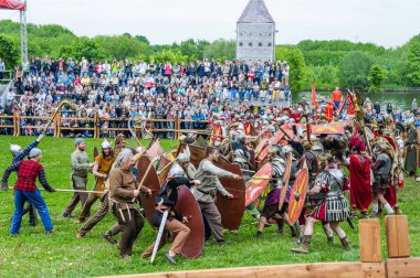 Moskova, Rusya - 10 Haziran 2017: Roma barbarların savaş sitesinde 