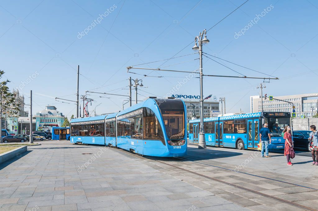 MOSCOW, RUSSIA - August 27, 2018: The tram 71-931 