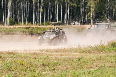 ALABINO MILITARY TRAINING GROUND, MOSCOW OBLAST, RUSSIA - August 26, 2018:  International forum ARMY-2018. The military dune buggy 