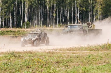 ALABINO MILITARY TRAINING GROUND, MOSCOW OBLAST, RUSSIA - August 26, 2018:  International forum ARMY-2018. The military dune buggy 