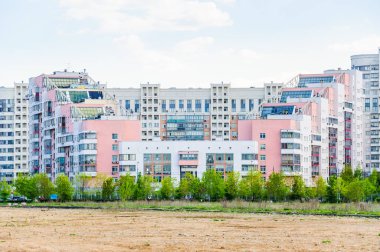 MOSCOW, RUSSIA - MAY 18, 2017: A fragment of the residential complex 