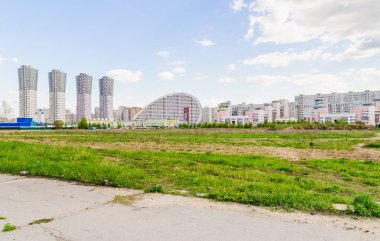 Moskova, Rusya - 18 Mayıs 2017: Khodynka alanını yeniden yapılanma, konut kompleksi 