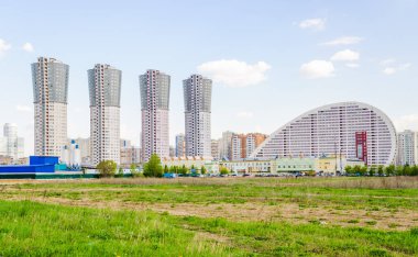 MOSCOW, RUSSIA - MAY 18, 2017: Khodynka Field before reconstruction, residential complex 