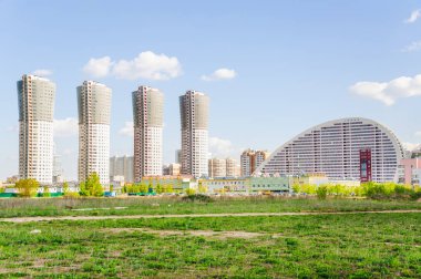Moskova, Rusya - 18 Mayıs 2017: Khodynka alanını yeniden yapılanma, konut kompleksi 