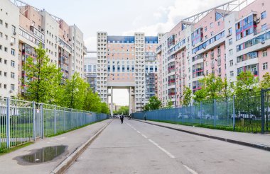 Moskova, Rusya - 18 Mayıs 2017: 3 Khodynsky geçit ve konut kompleksi 