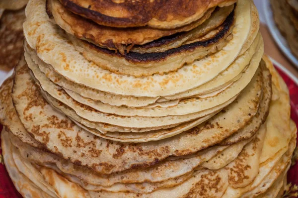 Sehr Großer Stapel Pfannkuchen Wettbewerb Während Der Feier Der Russischen — Stockfoto